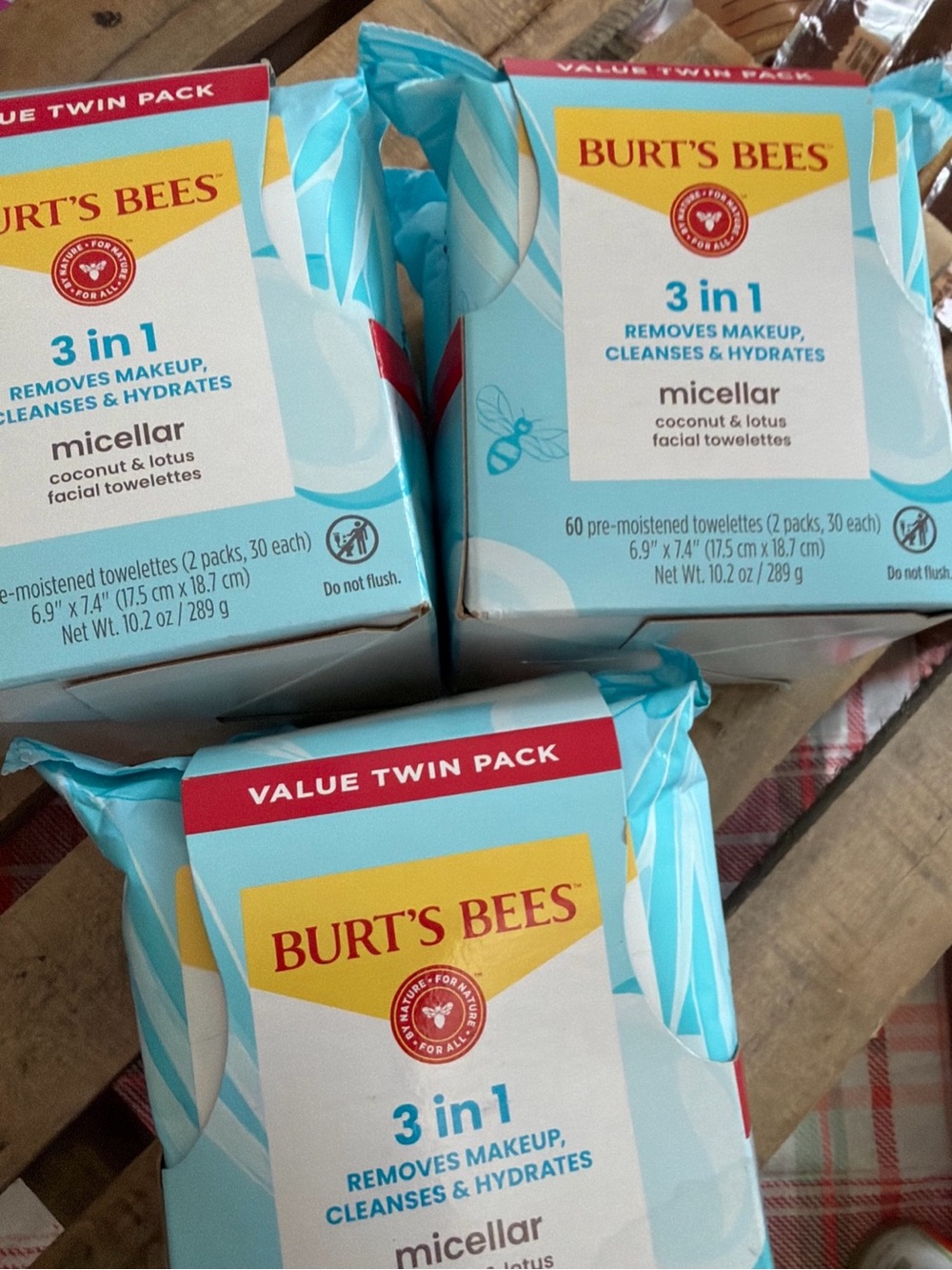 3- Burt's Bees 3 in 1 Micellar Coconut & Lotus Facial Towelettes Value Twin Pack